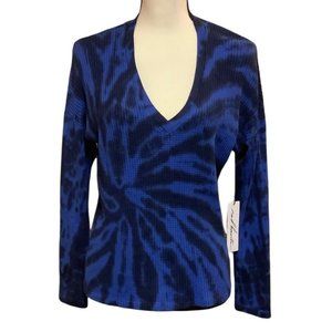 RED HAUTE Blue Waffle Knit Back Slit Top NWT